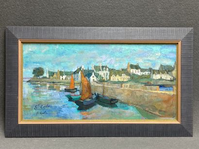 Ile de Saint Cado: voiliers au port.
huile...