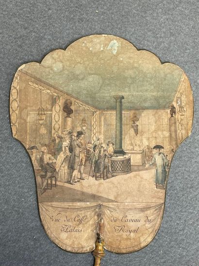 Eventail en carton lithographié d'un décor