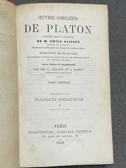 Oeuvres de Platon en 10 volumes
Charpentier...
