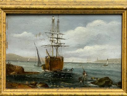 Ecole Française fin XIX°
Marine. 
huile sur...