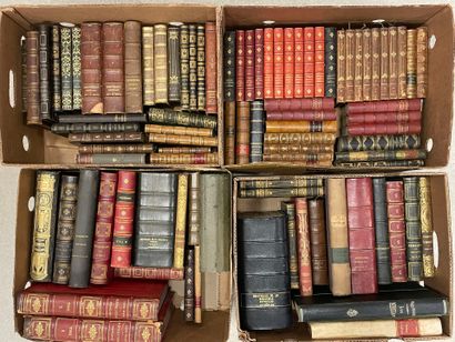 Quatre cartons de livres reliés XIX°: Littérature...