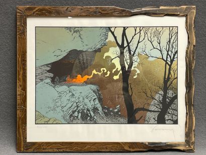 HERMANN (1938) 
Grotte dans les bois. 
Lithographie...