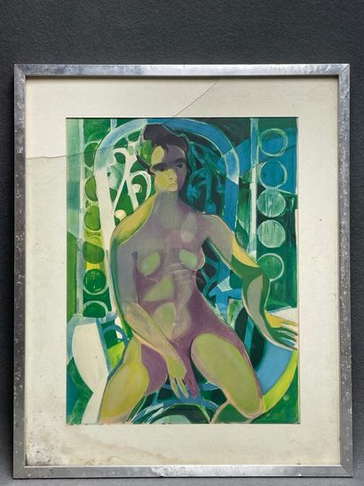 Nue féminin. 
Lithographie encadrée. 
55...