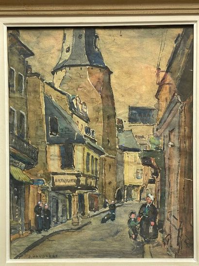 J. HAUDRERE (début XX°)
Rue commerçante animée
Aquarelle...