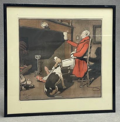 Cecil ALDIN (1870-1935)
Lithographie, encadrée....