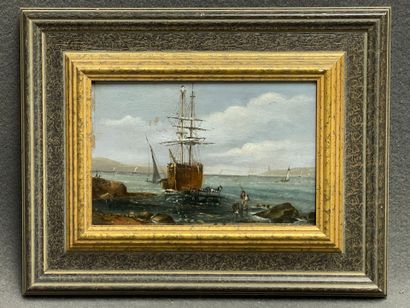 Ecole Française fin XIX°
Marine. 
huile sur...