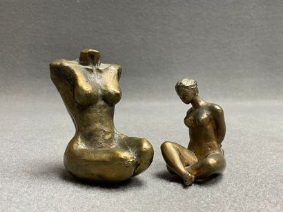 Deux sculptures en bronze signées. dont Bénédicte...