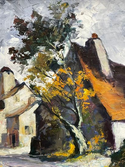Robert FALCUCCI ( 1900-1989). 
Vue de village....