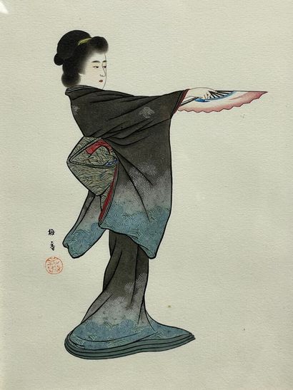 Asie : Deux estampes Japonaises. 
31 x 21...