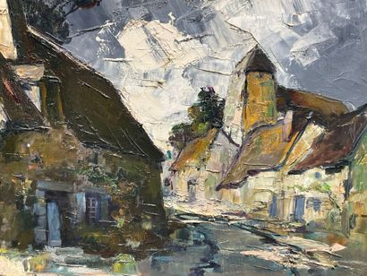 Robert FALCUCCI ( 1900-1989). 
Vue de village....