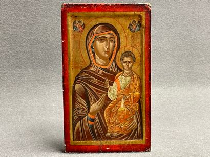 Icône Vierge à l'enfant. 
27 x 16 cm.