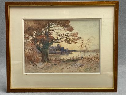 Ernest DESIGNOLLE (1850-1941) 
Bord de rivière
Deux...