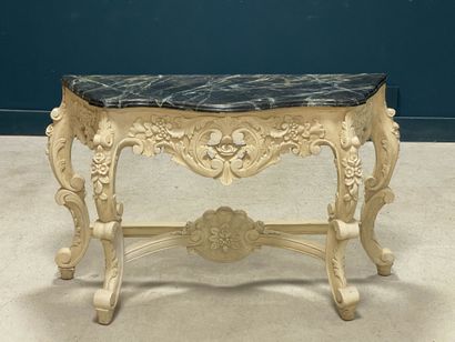 Console en bois sculpté, plateau en bois...