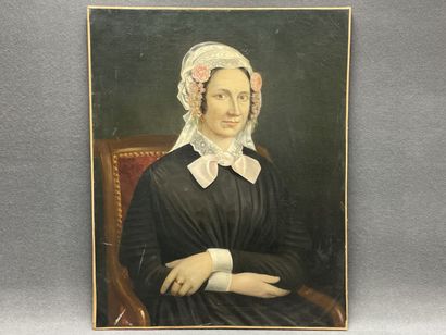 Ecole Française XIX°:
Portrait de femme au...