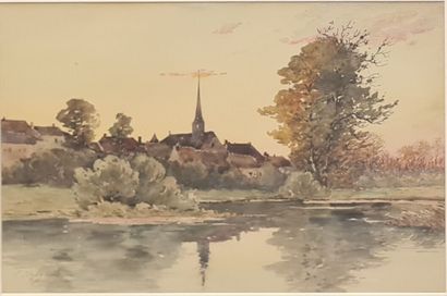 Ernest DESIGNOLLE (1850-1941) 
Village près...