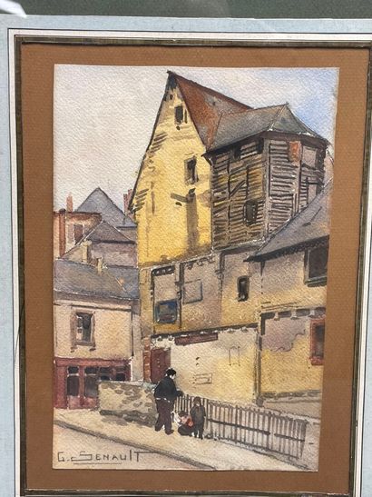 G. SENAULT
Rue de village.
Aquarelle signée...