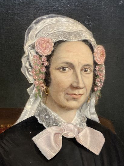 Ecole Française XIX°:
Portrait de femme au...