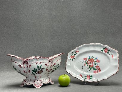 Jardinière en faience de Strasbourg et plat...