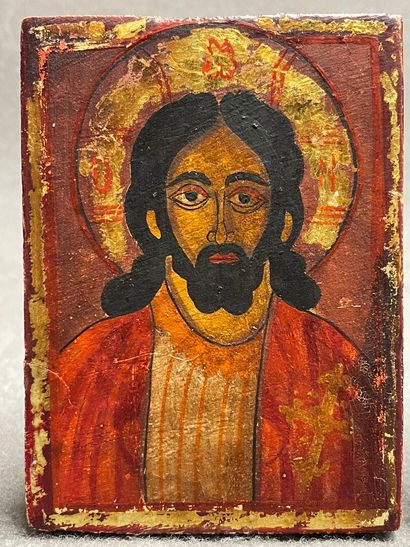 Petite icône orthodoxe : Le Christ.
On y...
