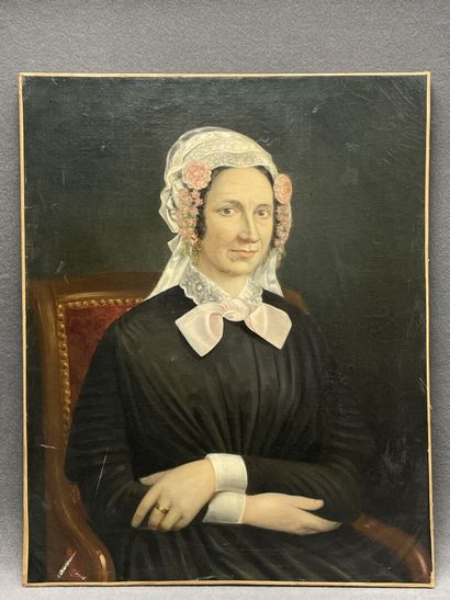 Ecole Française XIX°:
Portrait de femme au...