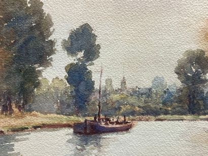 Ernest DESIGNOLLE (1850-1941) 
Bord de rivière
Deux...