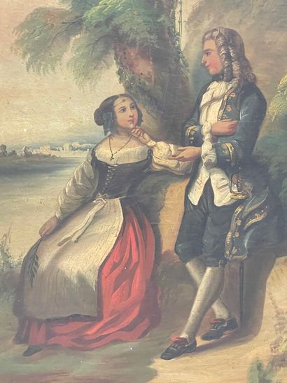 Trumeau en bois et stuc doré, orné d'une...