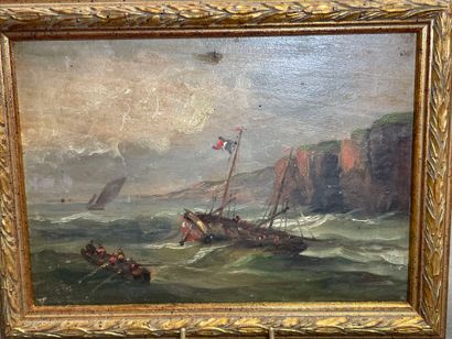 Marine. 
Deux petites huiles sur panneaux....