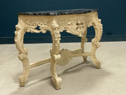 Console en bois sculpté, plateau en bois...
