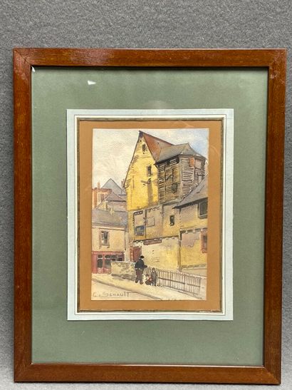 G. SENAULT
Rue de village.
Aquarelle signée...