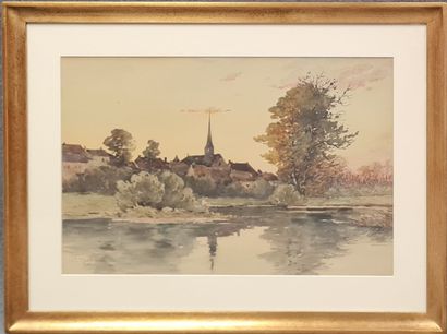 Ernest DESIGNOLLE (1850-1941) 
Village près...