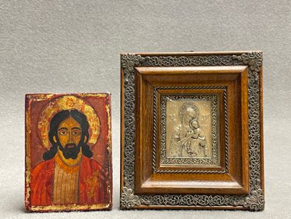 Petite icône orthodoxe : Le Christ.
On y...