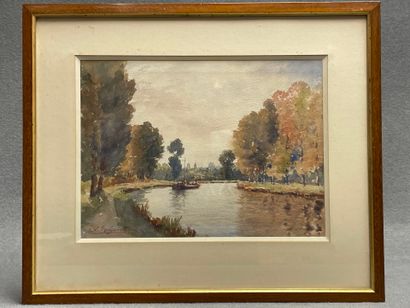 Ernest DESIGNOLLE (1850-1941) 
Bord de rivière
Deux...