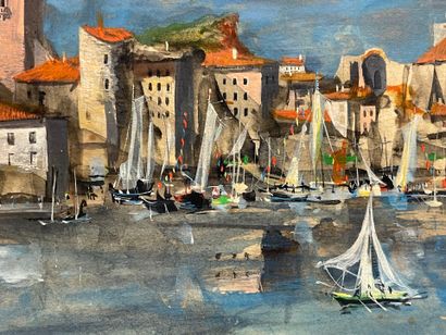 TEJERO (XX°). 
Port de Cannes
huile sur carton,...