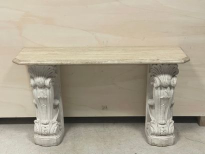 Console en pierre reconstituée et plateau...