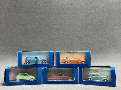 HERGE Moulinsart, en voiture TINTIN 
5 véhicules...