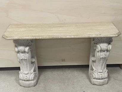 Console en pierre reconstituée et plateau...