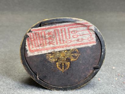 Bouddha en bronze patiné et doré.
XX°
H:...