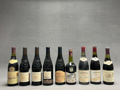 GIGONDAS: 9 bouteilles: 
-Domaine du Pesquier,...