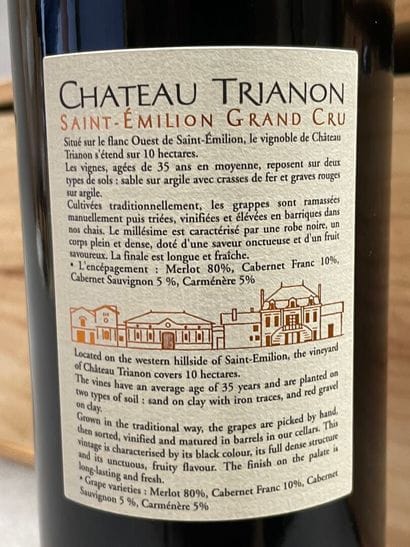 CHATEAU TRIANON, Saint Émilion grand cru,...