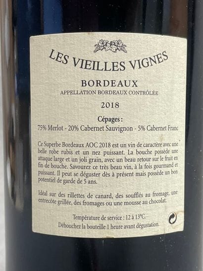 BORDEAUX, Les vieilles vignes, 2018 un m...