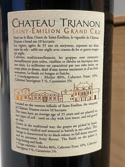 CHATEAU TRIANON, Saint Émilion grand cru,...