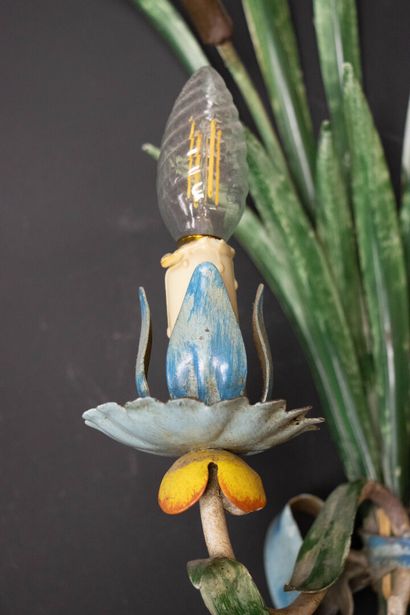 Pair of two-light sconces in painted sheet...