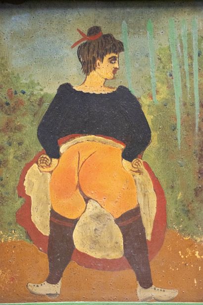 Early XX° petanque Fanny, green-painted sheet...