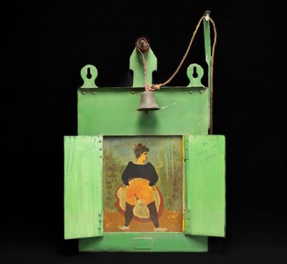 Early XX° petanque Fanny, green-painted sheet...