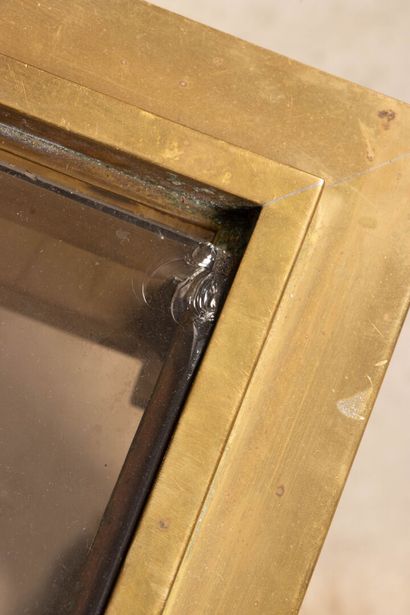 Table basse rectangulaire en bronze et plateau...