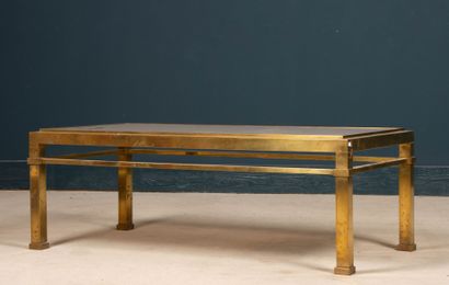 Table basse rectangulaire en bronze et plateau...