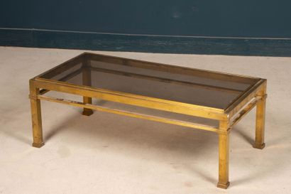 Table basse rectangulaire en bronze et plateau...