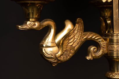 Large three-light bronze hot-water bottle...