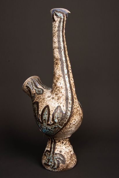 ACCOLAY. 
Vase zoomorphe en céramique émaillée....