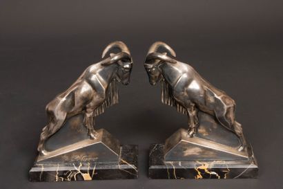 LE VERRIER - 
Pair of bookends decorated...
